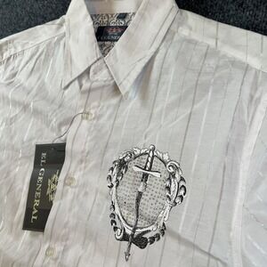 El General Zapaterias White 3/4‎ Sleeve Shirt Womens Large Cowboy western